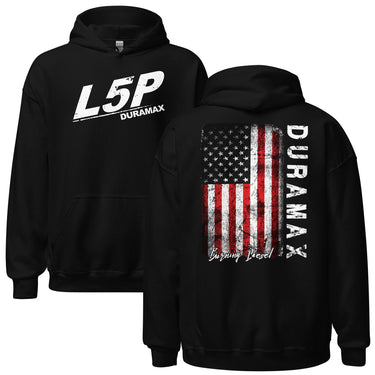 L5p Duramax Hoodie With American Flag Design-In-Black-From Aggressive Thread